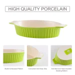 MALACASA 2-Piece Oval Green Porcelain Bakeware Set, 12.75 in. and 14.5 in. Ceramic Baking Pans thumbnail 7
