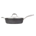 MasterPan Granite Ultra 5 qt. Cast Aluminum Nonstick Saute Pan with Glass Lid, Black thumbnail 4