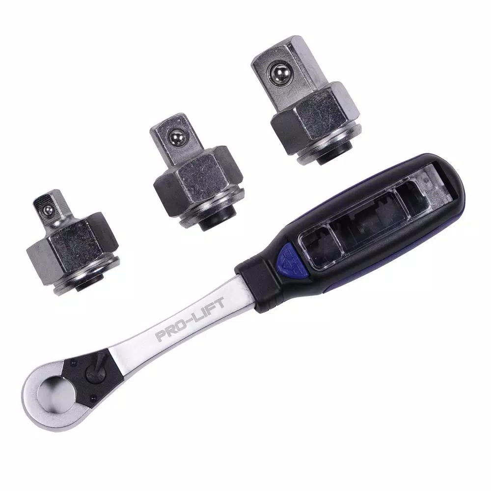 Pro-Lift MPS01001 3-in-1 Go-Through Ratchet Set with 1/4 in., 3/8 in., and 1/2 in. Drive Adaptors