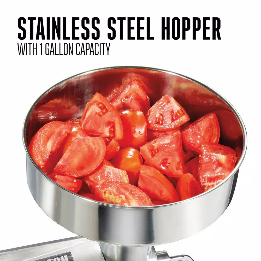 Weston Stainless Steel Food Mill and Fruit Strainer with 1-Gallon Hopper