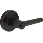 Defiant Highland Aged Bronze Keyed Entry Door Lever with Round Rose thumbnail 1