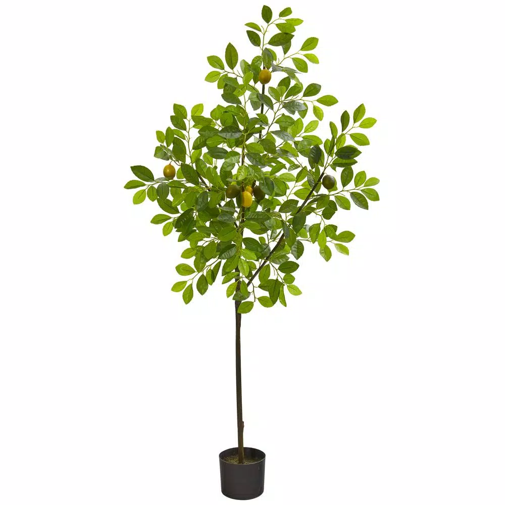 Nearly Natural 61 in. Artificial Lemon Tree with Planter
