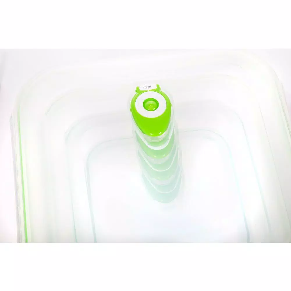Ozeri INSTAVAC Green Earth 8-Piece Food Storage Container Set with Vacuum Seal and Locking Lids