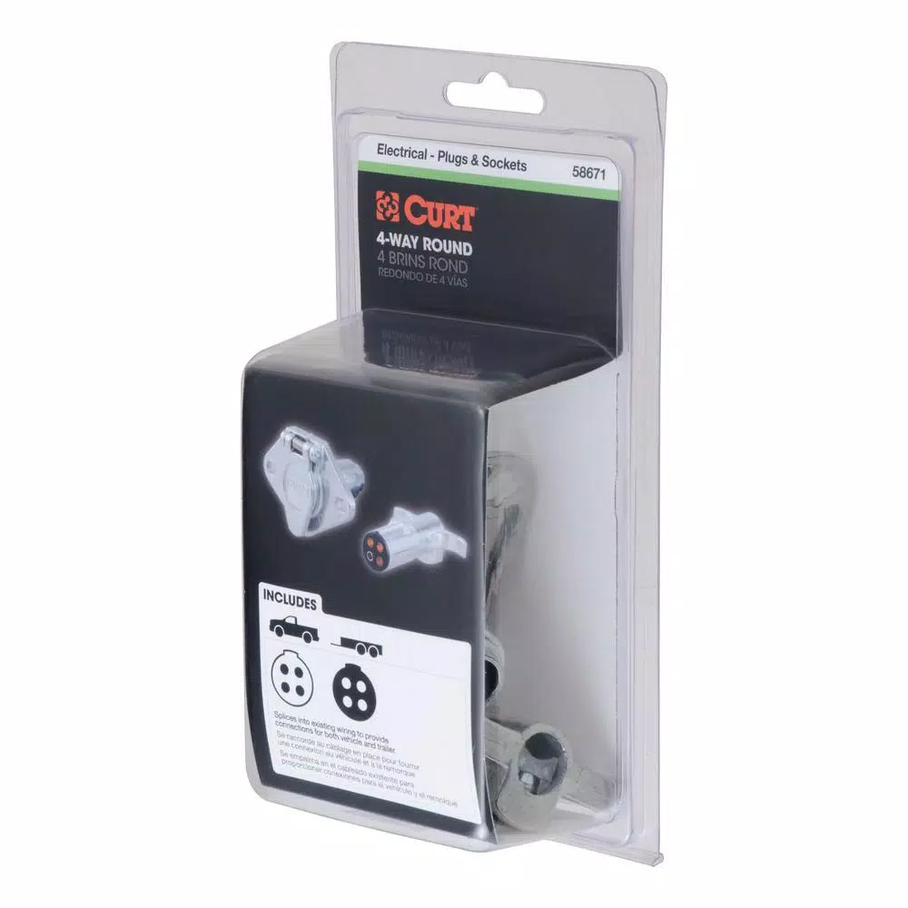 CURT 4-Way Round Trailer Connector Kit - Plug and Socket
