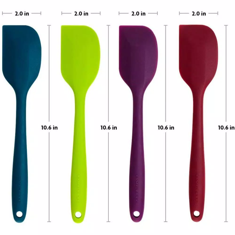 OVENTE Premium Silicone Spatula Set, 4-Piece Heat-Resistant Non-Stick Spatulas with Stainless Steel Core