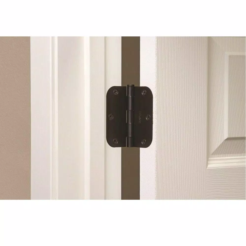 Everbilt 3-1/2 in. x 5/8 in. Radius Matte Black Smooth Action Butt Door Hinge, 3-Pack