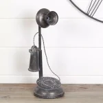 Aspire Home Accents Black Graham Metal Telephone Decorative Collectible - Distressed Black, Purple & Gold thumbnail 1