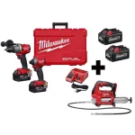 Milwaukee M18 FUEL 3-Tool Combo Kit with Hammer Drill, Impact Driver, and Grease Gun thumbnail 1