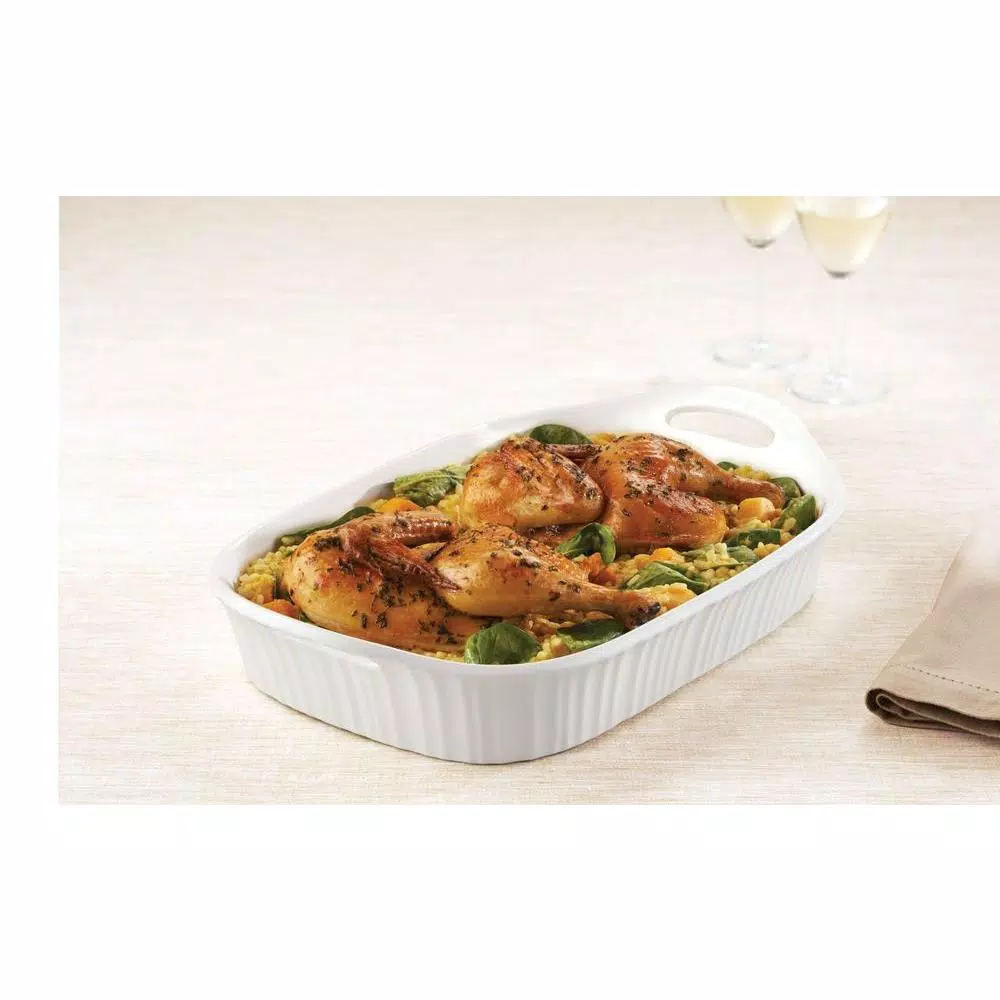 Corningware French White 3-Qt Ceramic Oval Casserole Baker, White