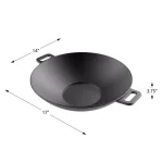 Classic Cuisine 14 in. Pre-Seasoned Cast Iron Wok with Handles thumbnail 5