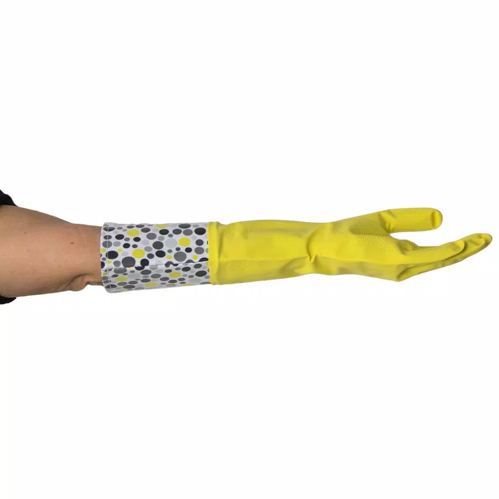 Krumbs Kitchen Rubber Cleaning Gloves, One Size Fits All, Non-Slip Scalloped Grip