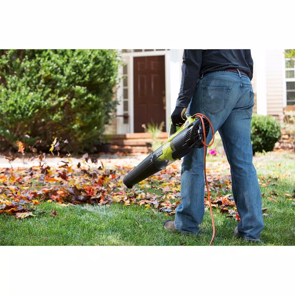 RYOBI 8 Amp Corded Electric Jet Fan Blower, 135 MPH, 440 CFM Handheld Leaf Blower
