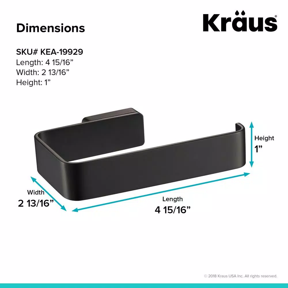 KRAUS Stelios Matte Black Solid Brass Toilet Paper Holder