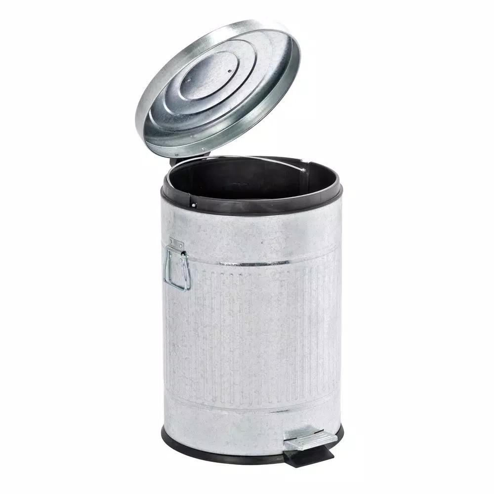 Wenko Urban 5.3 Gal. Zinc Plated Step On Trash Can with Soft Close Lid