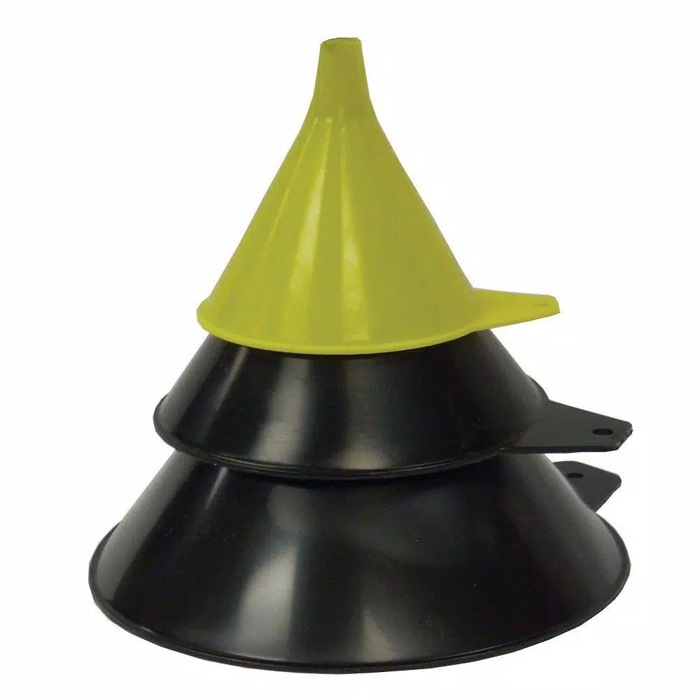 K Tool International 3-Piece Multi-Purpose Funnel Set, Assorted Sizes, High-Density Polyethylene