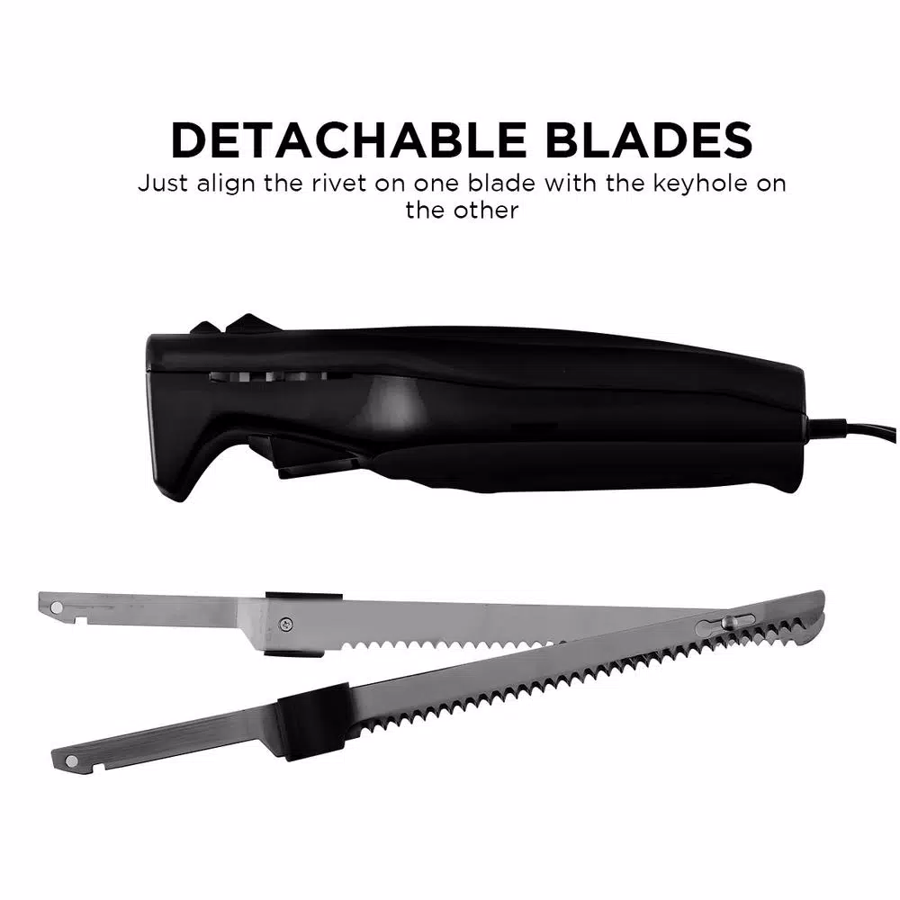 Ovente 17.5 in. Stainless Steel Electric Kitchen Knife with Sheath and Safety Button