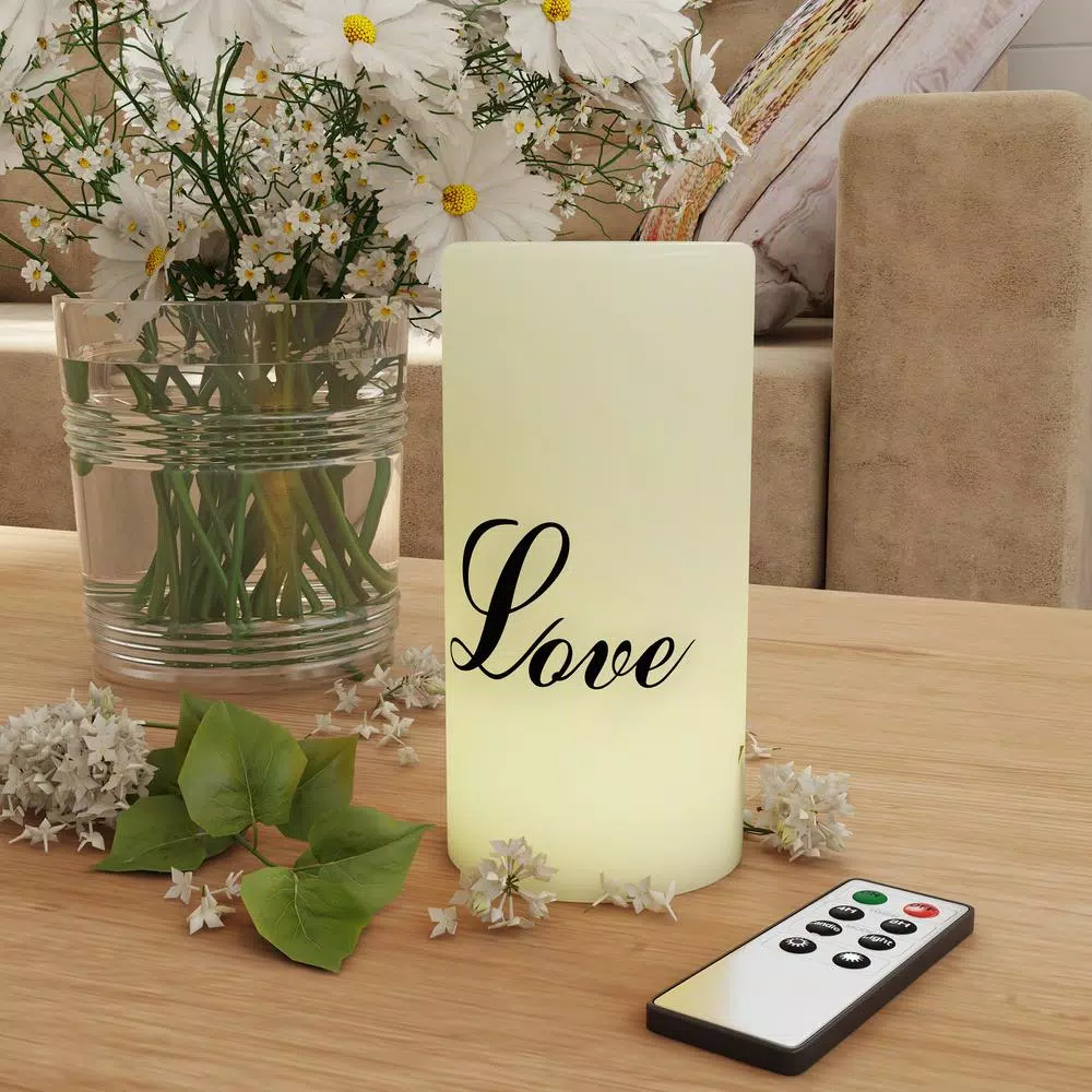 Lavish Home "Love" LED Flameless Candle with Remote Control, Vanilla Scented Real Wax