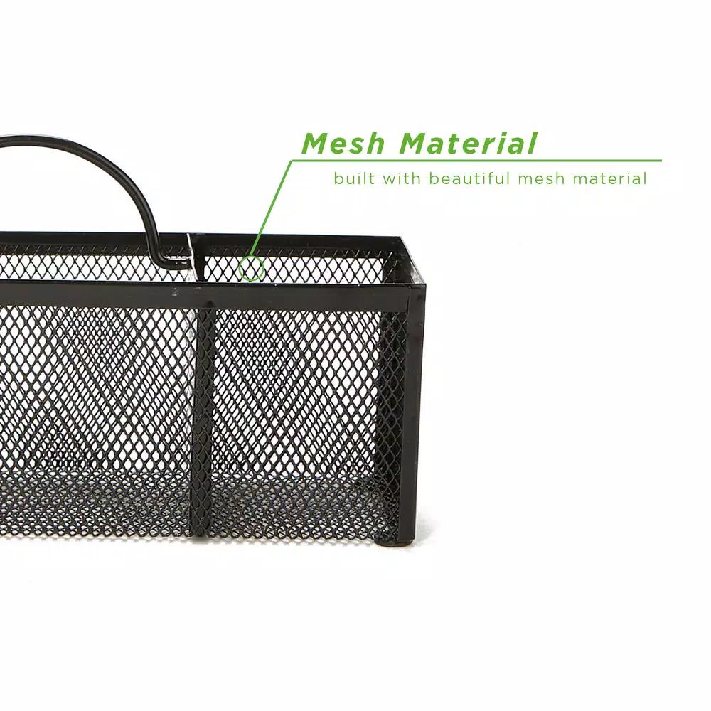 Mind Reader 3-Section Black Mesh Cutlery Holder & Silverware Organizer