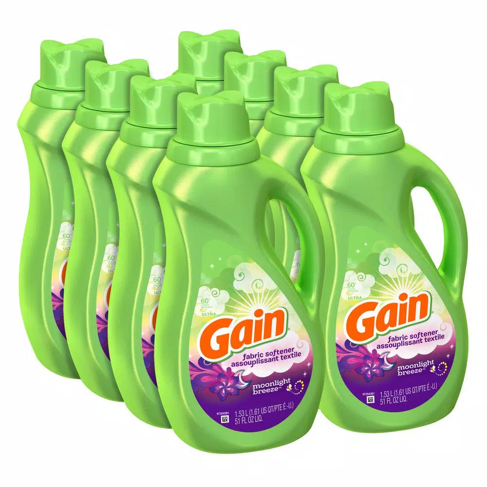 Gain Moonlight Breeze Liquid Fabric Softener, 51 oz (60 Loads), 8-Pack