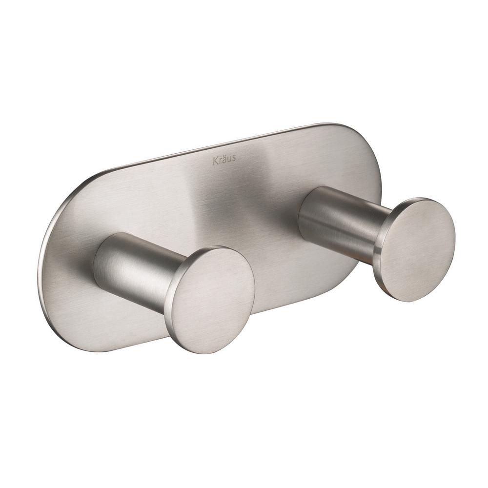 KRAUS Elie Double Robe and Towel Hook, Brushed Nickel