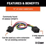 CURT 6-Way Square Trailer Connector Kit with 12" Color-Coded Wires thumbnail 3