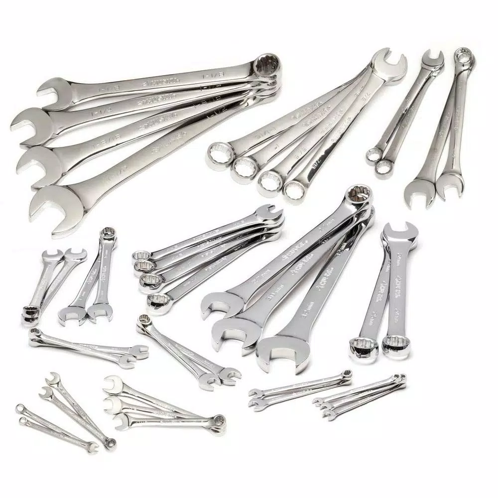 Husky 41-Piece Metric and SAE Combination Wrench Set, Extra-Large Industrial Sizes