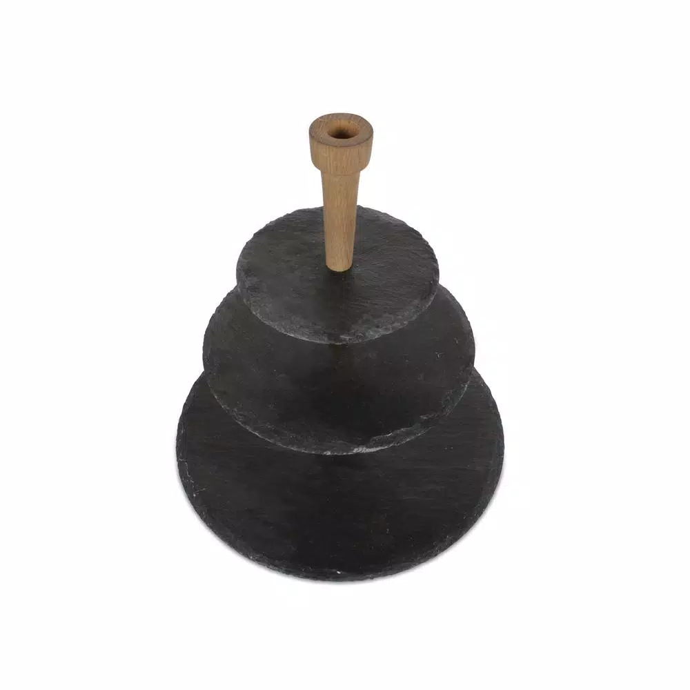 Boska 3-Tier Slate and Oak Cheese Party Tower Serving Tray