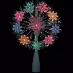 Northlight 7 in. Silver Tinsel Snowflake Starburst Christmas Tree Topper with Multi-Color Lights thumbnail 2