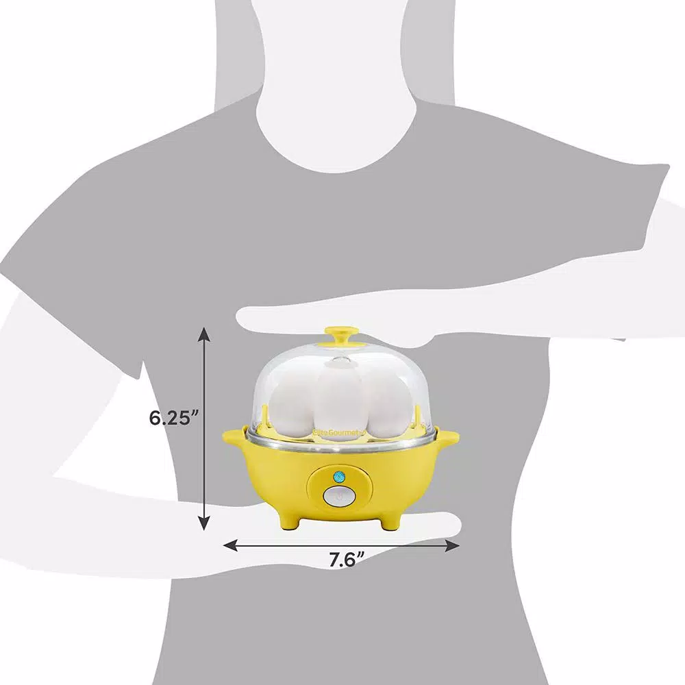 Maximatic 7-Egg Automatic Easy Egg Cooker with Poaching Tray - Yellow