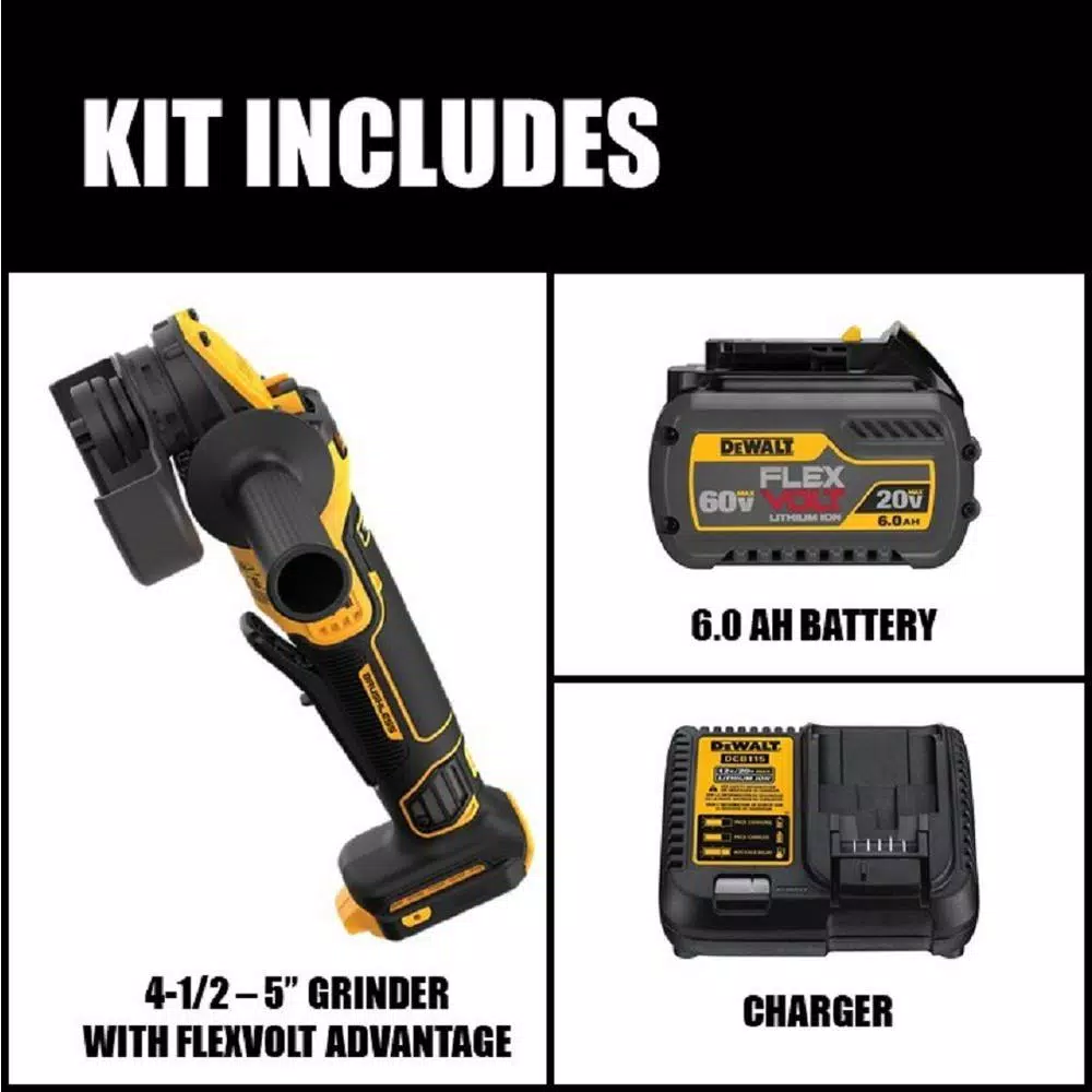 DEWALT 20V MAX Brushless 4.5-5 in. Angle Grinder Kit with FLEXVOLT 6.0Ah Battery