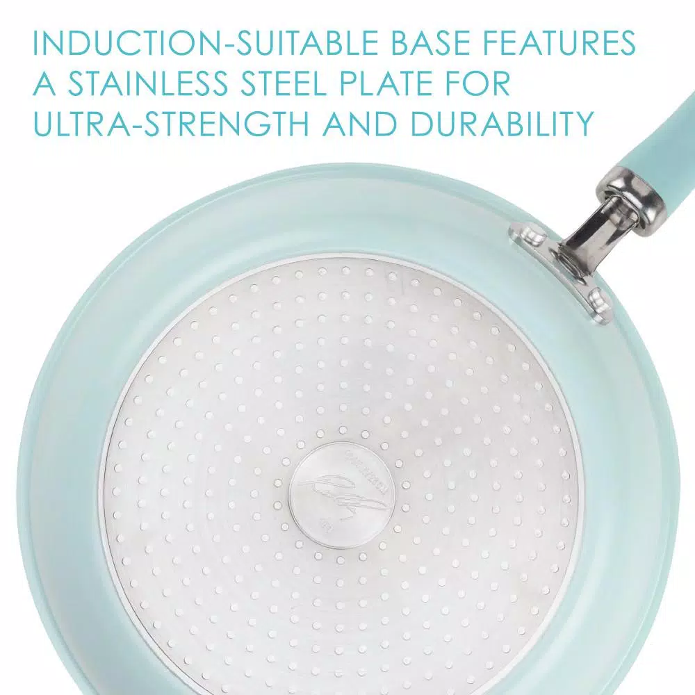 Rachael Ray Create Delicious 6 Qt. Aluminum Nonstick Stock Pot with Glass Lid, Teal Shimmer