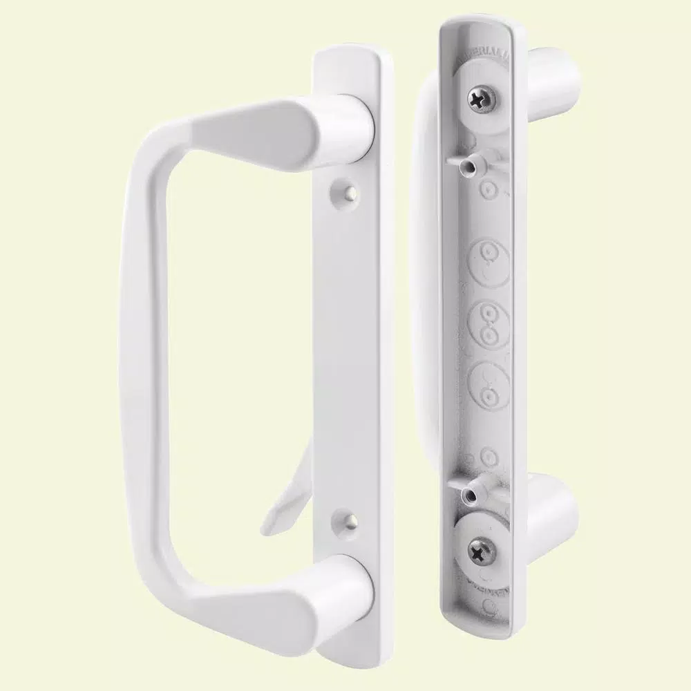 Prime-Line White Diecast Patio Door Handle Set, Non-Keyed Low Profile Sliding Door Pulls