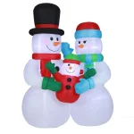 Luxen Home 8 ft. Snowman Family Inflatable Holiday Yard Decor with LED Lights thumbnail 3
