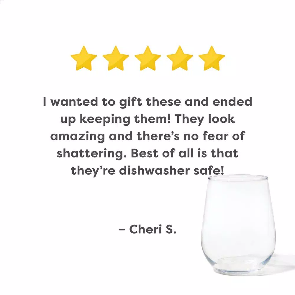 TOSSWARE Reserve Unbreakable 16 oz. Tritan Stemless Wine Glasses, Set of 24