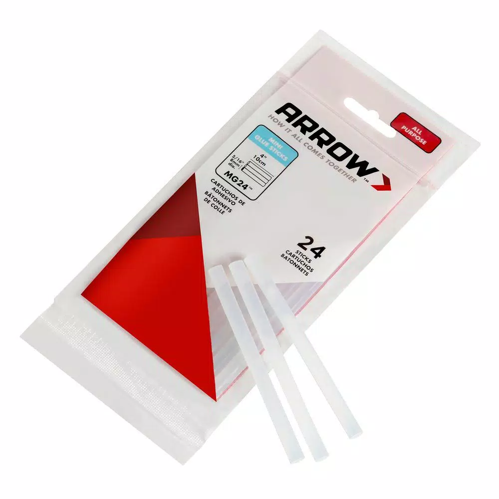 Arrow All-Purpose Clear Mini Hot Melt Glue Sticks, Dual Melt, 24-Pack