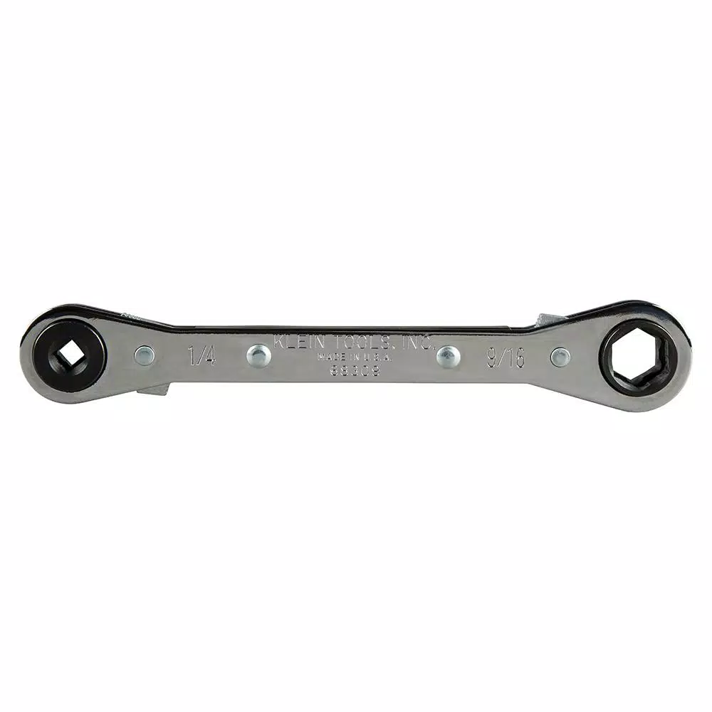 Klein Tools Ratcheting Refrigeration Wrench, 3/16 in. & 1/4 in. Square x 1/2 in. & 9/16 in. Hex