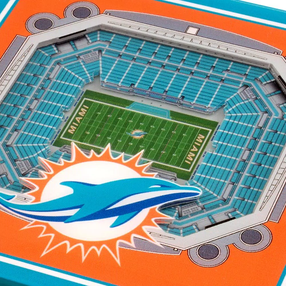 YouTheFan NFL Miami Dolphins StadiumViews 3D Acrylic Coasters, 2-Pack