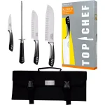 Top Chef 5-Piece Stainless Steel Knife Set with Portable Carry Pouch thumbnail 1