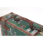Vintiquewise Set of 2 Vintage-Style World Map Wooden Suitcase Trunks with Leather Straps - Green thumbnail 6