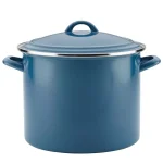 Ayesha Curry Ayesha Home Collection 12-Quart Porcelain Enamel Nonstick Stockpot with Lid, Twilight Teal thumbnail 1