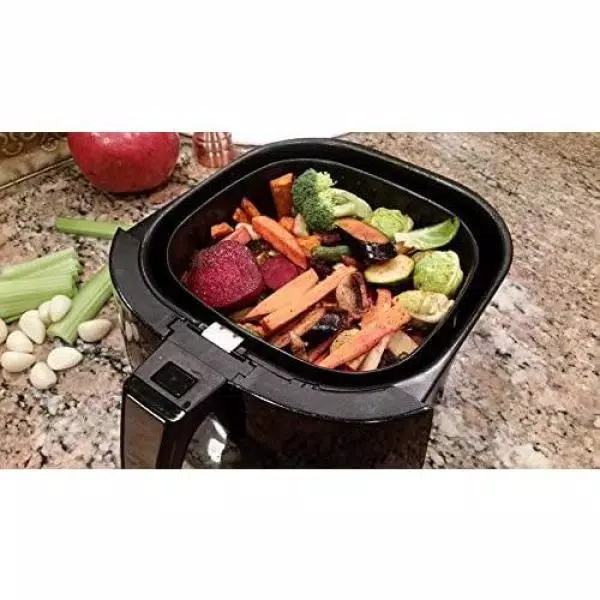Ovente 3.2 Qt. Digital Air Fryer with Grill Pan and Non-Stick Basket, 1400W, 6 Presets