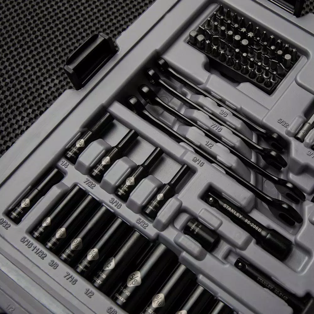 STANLEY 201-Piece Mechanics Tool Set with Black Chrome Finish
