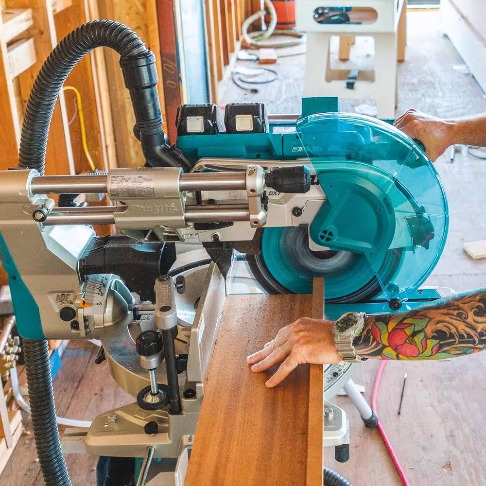 Makita 12 in. Dual-Bevel Sliding Compound Miter Saw Kit with X2 LXT 36V Power and Folding Stand