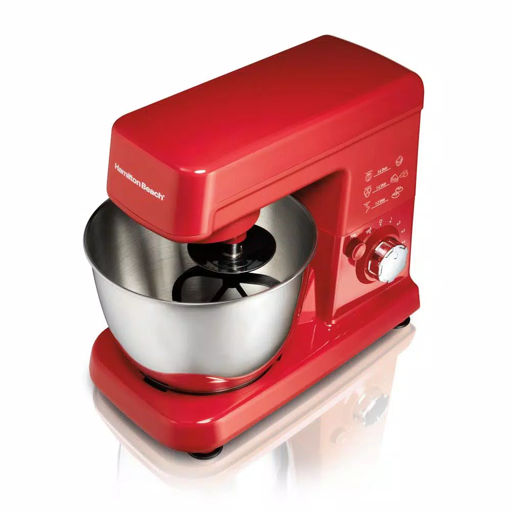 Hamilton Beach 3.5 Qt. 6-Speed Planetary Stand Mixer, Red