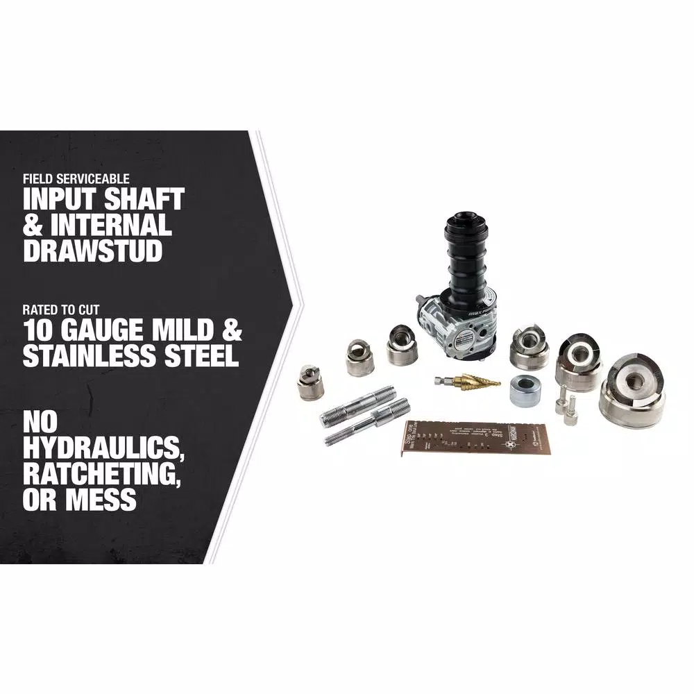 Southwire Max Punch XD Knockout Punch Set, 19-Piece Stainless Steel Rated Dies, 1/2 in. to 2 in.