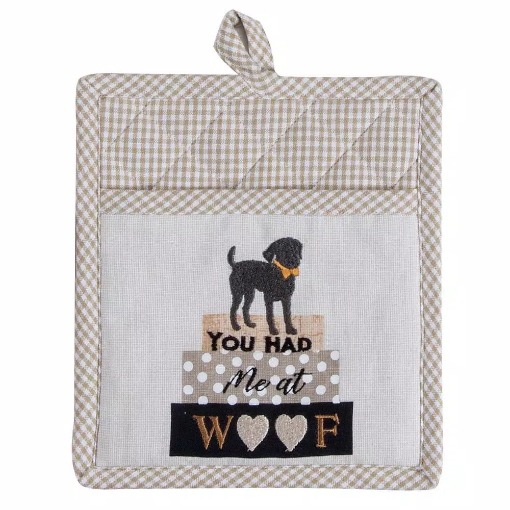 Kay Dee Fur Real Pets Dog Themed Gray Cotton Kitchen Textile Set - 4 Piece