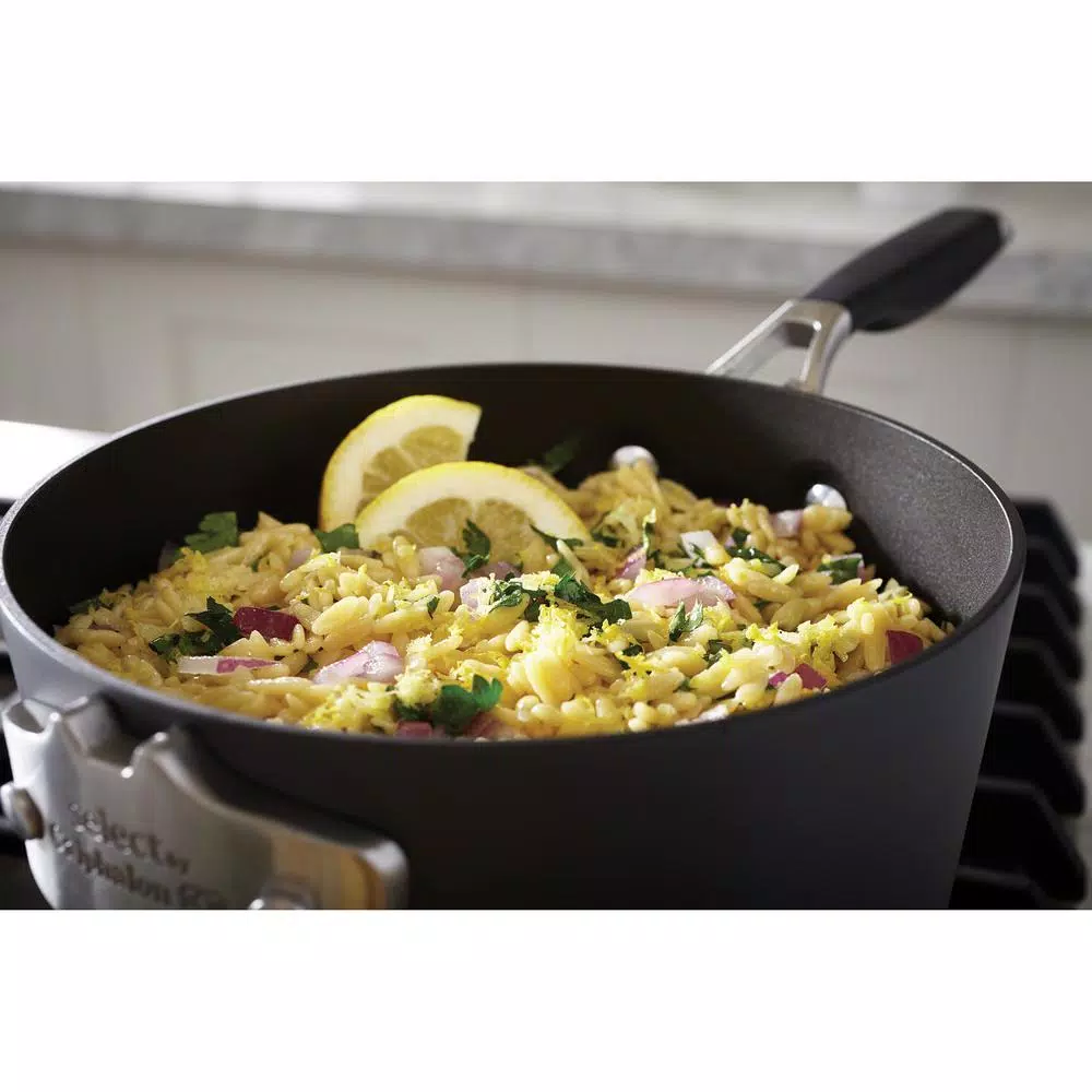 Calphalon Select by Calphalon 3.5 Qt. Hard-Anodized Nonstick Saucepan with Glass Lid, Black