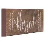 Pinnacle Blessed Rustic Wood Wall Art - 6 in. x 36 in. Farmhouse Style Wood Sign thumbnail 3