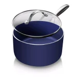 Granitestone Blue Collection 2.5 qt. Aluminum Non-Stick Diamond Infused Saucepan with Glass Lid thumbnail 1
