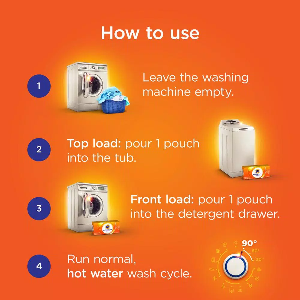 Tide Washing Machine Cleaner, Oxygenated Bleach Formula, 5-Count Pack